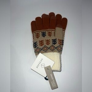 STYLINE Smart Touch Orange Blue Geo Gloves -One Size fits up to Large